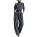 Women's Autumn/Winter Solid Color Turtleneck Top Wide Leg Pants Two Piece Set with Belt Independent Website Exclusive_ecoleips.com
