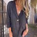 Spring New Artistic Large Size Loose Solid Color Button Suit Collar Cotton And Linen Small Suit Suit Jacket Women_ecoleips.com