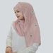 Muslim Accessories"Elegant Floral Chiffon Headscarf With Pearl Accents – Versatile Long Shawl For Women"_ecoleips.com