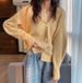 French V-Neck Candy Color Long Sleeve Cardigan Women's Loose Knit Sweater Coat Casual Elegant Outerwear_ecoleips.com