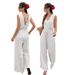 Women's Casual V Neck Sleeveless Jumpsuit Vertical Striped Tie Waist Backless Loose Fit for All Seasons Everyday Wear_ecoleips.com