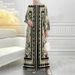 Women's Clothing Modest Abaya Dress Fashionable Casual Loose Modest Floral Print Kaftan Dress – Loose Fit Long Sleeve Abaya (Navy, Beige, S-XXL)_ecoleips.com