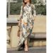 Women's Casual Long Dress Printed Lapel Button Detail Style Fashion Wish_ecoleips.com