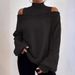 Off-Shoulder Elegance Knit Sweater – Relaxed Mock Neck, Lantern Sleeves (S-XXXL, 8 Colors, Office-to-Event Versatility)_ecoleips.com
