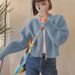K New Loose Short Sweater Jacket Women's Thick Zipper Long Sleeved Knitted Cardigan Top_ecoleips.com