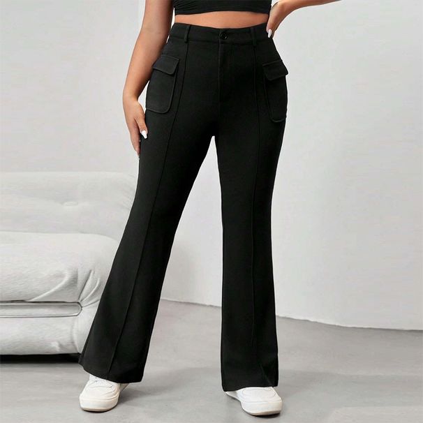 Aria Basics Cross-border European American Plus-size Women's Clothing 2026 Ins Street Style Retro Flared Pants With Flap Pockets And_ecoleips.com