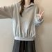 real Shot Polo Collar Long-sleeve Sweatshirt For Women, Spring And Autumn Thin Loose Plus-size Korean Style_ecoleips.com