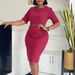 Elegant Office Pencil Dress for Women Slim Fit Stretchy Bodycon Casual Professional Wear with Belt Summer Style_ecoleips.com