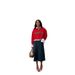Women's Oversized Slim-Fit Long Sleeve Half-Zip Hoodie - Red Letter Print, Trendy & Breathable Cotton Blend_ecoleips.com