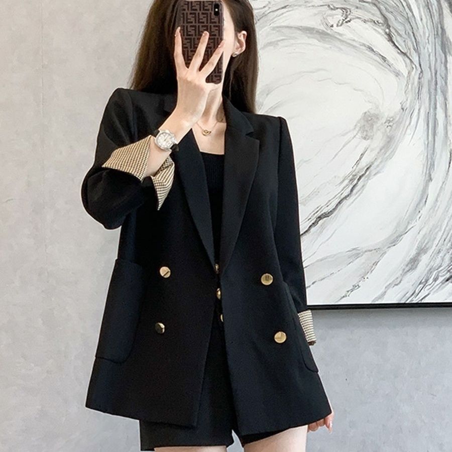ng2510292 Black Street Style Small Blazer Casual Jacket For Women 2025 Spring Autumn New Korean Version Internet Celebrity Elegant_ecoleips.com