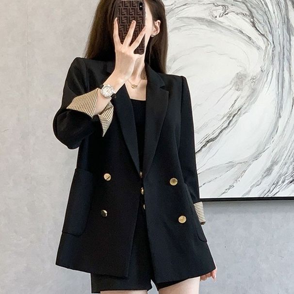 ng2510292 Black Street Style Small Blazer Casual Jacket For Women 2025 Spring Autumn New Korean Version Internet Celebrity Elegant_ecoleips.com