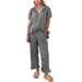 Women's Clothing Women's Plaid 2 Piece Set Casual Ruffled Short Sleeved Top And Pants For Formal & Casual For Women_ecoleips.com