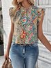 Women's Clothing Women's Retro Ethnic Print Top Short Sleeved Butterfly Sleeves For Formal & Casual For Women_ecoleips.com