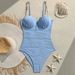 Women's Retro Shell Hard Cup Beaded One Piece Swimsuit Bikini Wave Pattern Cross Border European American Style 26 New_ecoleips.com