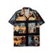 Men's Retro Printed Short Sleeved Shirt European Size Trendy Brand Cross Border Handsome Loose Beach Couple Top for Women_ecoleips.com
