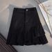 White Denim High-Waisted Mini Skirt for Women Spring/Summer New Style Irregular Ruffle A-Line Anti-Exposure_ecoleips.com