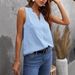 French-Inspired V-Neck Chiffon Blouse – Sleeveless Lace Trim & Polka Dot Summer Top (S-XXL, Euro/US Fit)_ecoleips.com
