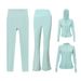 Women's Four Piece Set Sportswear Hooded Jacket Slim Fit Outerwear Elastic Sports Jacket Flared Pants Cropped Pants_ecoleips.com