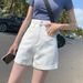 Women's Super High-Waisted Denim Shorts Straight Leg Double Buckle Loose Fit Rolled Hem Wide Leg Hot Pants Trendy Summer Style_ecoleips.com