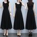 Elegant Black Sleeveless Maternity Dress Slimming Long Summer Gown Mommy Fashion Midi Dress Casual Chic Maternity Wear_ecoleips.com