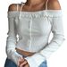 Voya Women's Simple And Sweet Style T-shirt With Spring And Summer One Neck Strap Short Long Sleeved Top_ecoleips.com