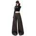 Winter New Fleece-Lined Thickened Denim For Women American Style High Waist Leopard Print Warm Loose Wide-Leg_ecoleips.com