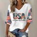 Women's V Neck Summer Top 3 Digital Print Short Sleeve Casual Tee T-Shirt_ecoleips.com