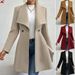 Women’s Slim-Fit Wool Blend Coat – Mid-Length Pea Coat (Single-Button, Wrinkle-Resistant, Beige/Black/Caramel/Red)_ecoleips.com