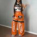 Women's Hip Hop Streetwear Set Sports Print Vest And Casual Wide Leg Pants Style_ecoleips.com