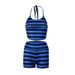 AE021 American-style Spicy Girl Halter Neck Tie Slim-fit Striped Camisole With Drawstring Low-waist Contrasting Color_ecoleips.com