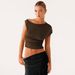 2026 Independent Station Spring/Summer Wholesale Designer Asymmetrical Collar Slim Fit Ruched Women's Y2K Short_ecoleips.com