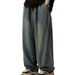 Japanese Retro Washed Vintage Jeans For Women, Ins High Street Trendy Loose Straight Wide-Leg Pants, Casual Long Pants_ecoleips.com