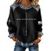 Women's Casual Loose Fit round Neck T-Shirt Long Sleeve Waffle Knit Top with 3D Digital Print for Streetwear And Travel_ecoleips.com