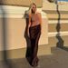 New 2025 Women's Slim Fit Patchwork Dress round Neck Sleeveless Elegant Hollow out Design for European And American Export_ecoleips.com