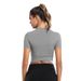 Women's Cross-Front Fitness Tee – Slim Fit Workout Top For Yoga, Running & Gym | Quick-Dry Polyester (6 Colors, S-Xl)_ecoleips.com