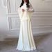 Elegant Chiffon Slim Fit Bodycon Dress for Women with Long Sleeve Flared Cuffs And High Waist Pure Color Flowy Dress (XS-XXXL 8 Colors)_ecoleips.com