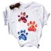 Cross-border Supply Of Summer Fashion White Plus-size European American Colorful Animal Paw Print Short-sleeve Tops And_ecoleips.com