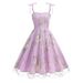 European And American Foreign Trade Suspender Embroidered Dress Retro Hepburn Dress Fashionable New Lace-up Dress_ecoleips.com