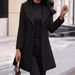 Long Lapel Solid Color Slim Women's Woolen Coat Coat Women_ecoleips.com