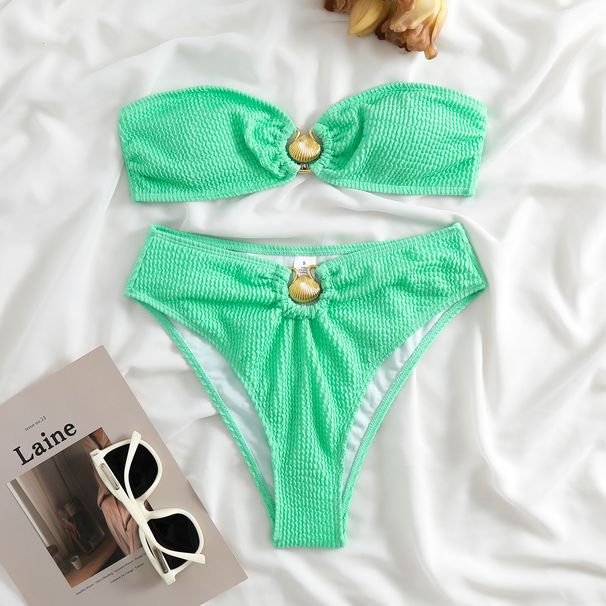 Women's Sexy Solid Color Bikini Set - Two-Piece Swimwear With Soft Polyester Fabric, Comfortable & Stylish For Beach & Pool_ecoleips.com