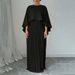 Women's Batwing Sleeve Ruffle Asymmetrical Dress Set Solid Color Casual Spring Outfit with Pleated Detail_ecoleips.com