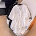 Women's Clothing Plus Size Loose Cotton Wrinkled Shirt Solid Color Large Pocket Top_ecoleips.com