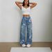 European And American Street Fashion Loose Straight Wide Leg Pants Printed Denim Trousers_ecoleips.com