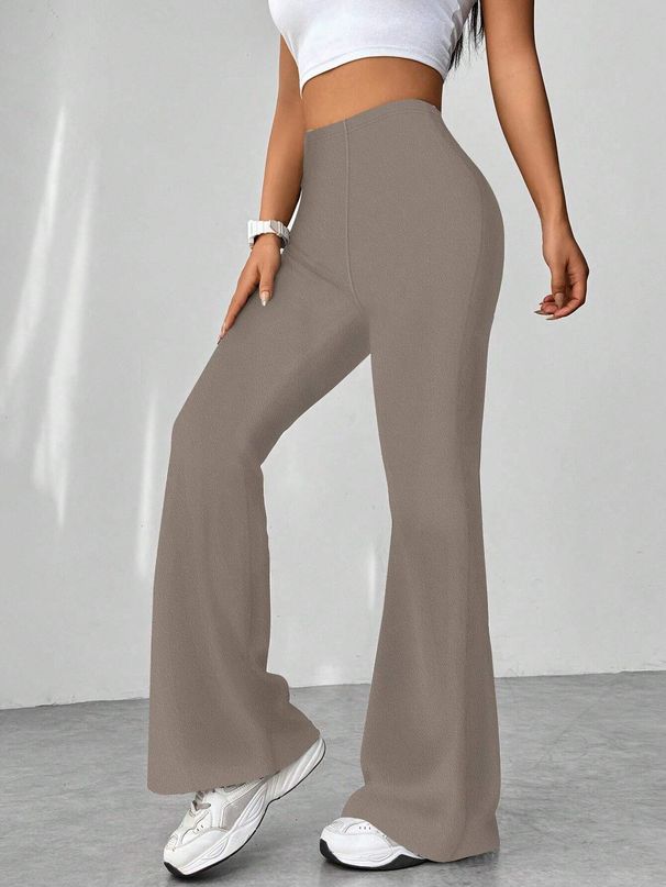 Women's Clothing Fashion Retro Houndstooth High-Waisted Slim Fit Floor-Length Casual Flare Pants For Women For Formal & Casual_ecoleips.com