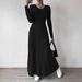 European And American Dress, Slim-fit Fashion Women's Clothing, Knitted Solid Color Long-sleeve_ecoleips.com