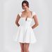 Women's Clothing New Solid Color V Neck Waist Dress Slim And Pure Temperament Short Skirt_ecoleips.com