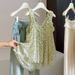 Floral Print Camisole V Neck Ruffled Trim French Style New Summer Top Youthful Slimming And Flattering Women's Clothing_ecoleips.com