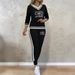 Women's Clothing Women's Suits, All Match Printed Patchwork V Neck Long Sleeved Top With Elastic Waist Pocket Trousers, Two Piece Suit_ecoleips.com