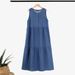 Women's Clothing Muslim Fashion Loose Large Size Sleeveless Long Solid Color Denim Dress_ecoleips.com