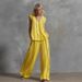 2026 Cross-border French Minimalist Style Black And White Vertical Striped Loose Slimming Cotton-linen Two-piece Set_ecoleips.com